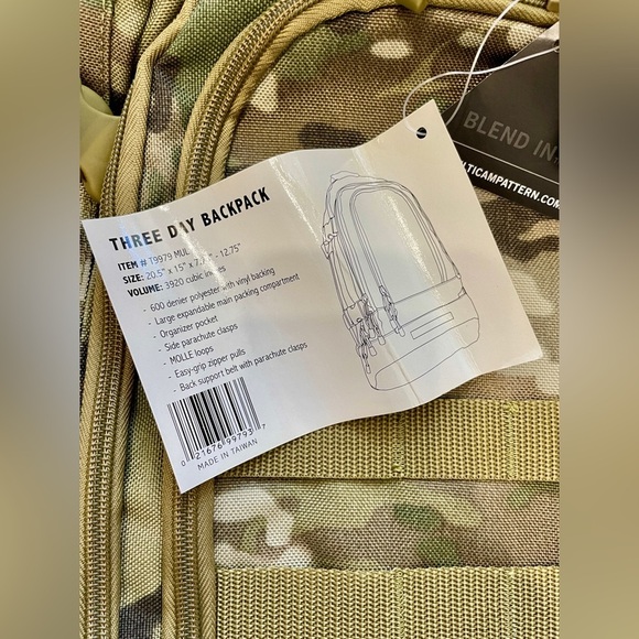 THREE DAY BACKPACK ITEM # T9979 MUL® NWT - Picture 4 of 4